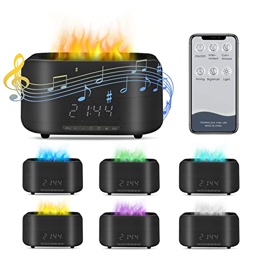 Flame Diffuser Humidifier with Bluetooth Speaker Alarm Clock