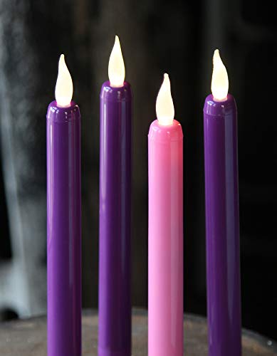 True Flicker LED Advent Candle 4-Piece Set - Purple and Pink