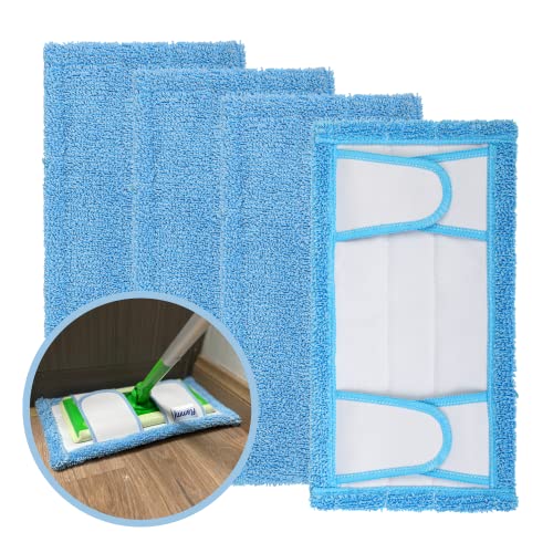 Flammi Reusable Mop Pad for Swiffer Sweeper, 4 Pack