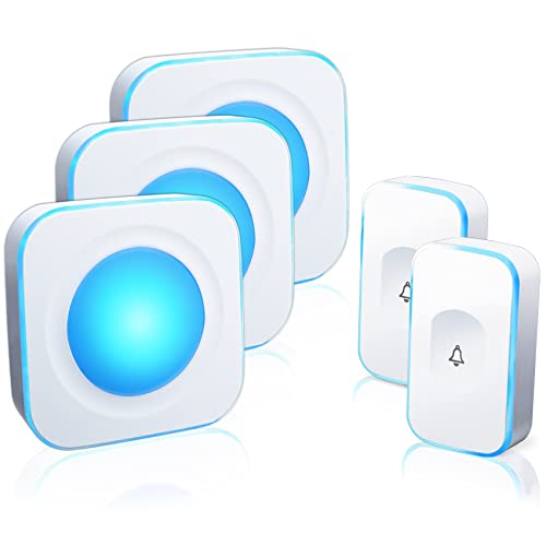 Flashing Light Wireless Doorbell with 2 Buttons & 3 Receivers