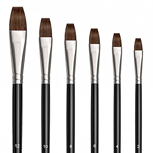 Flat Paint Brush Set for Watercolor, Acrylic and Oil Painting