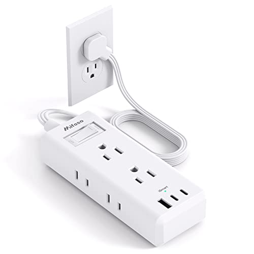 5ft Ultra Thin Flat Power Strip with 6 Outlets and 3 USB Ports