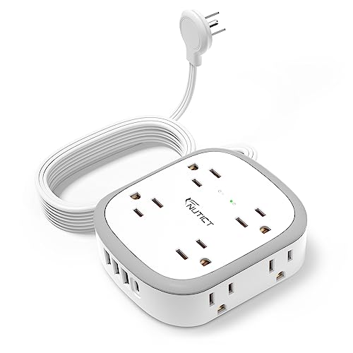 NUTICT Ultra Thin Power Strip with 8 Outlets and 4 USB Ports