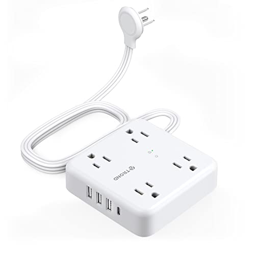 TROND Flat Power Strip with USB, 5ft Extension Cord, Surge Protector