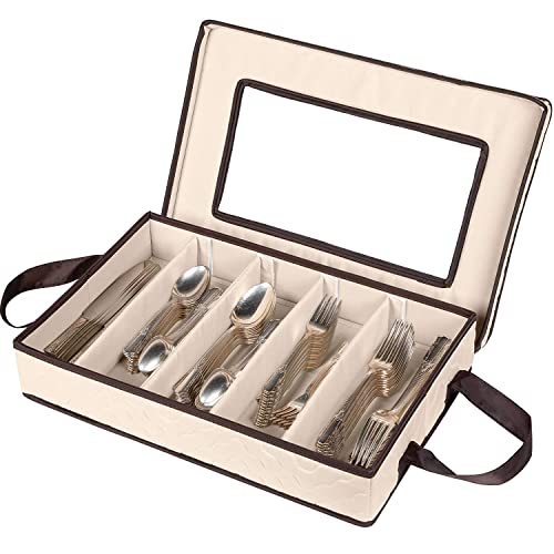 Flatware Storage Case with Removable Lid and Easy to Carry Handles