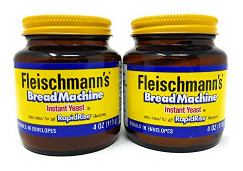Fleischmann's Bread Machine Yeast, 16 Envelopes, 4 oz Jar (Pack of 2)