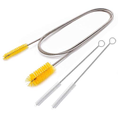 Flexible Drain Brush，Nylon Cleaner Double Ended Elastic Hose Pipe 67-inch and 2 PCS 8.2-inch Straw Cleaning Brush