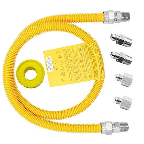 Flexible Yellow Coated Gas Line Connector Kit