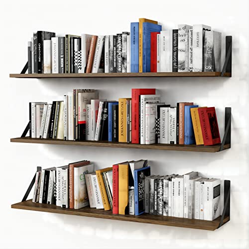 Floating Book Shelves for Wall Set of 3
