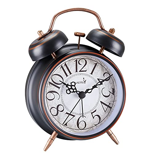 Retro Black Twin Bell Alarm Clock for Deep Sleepers