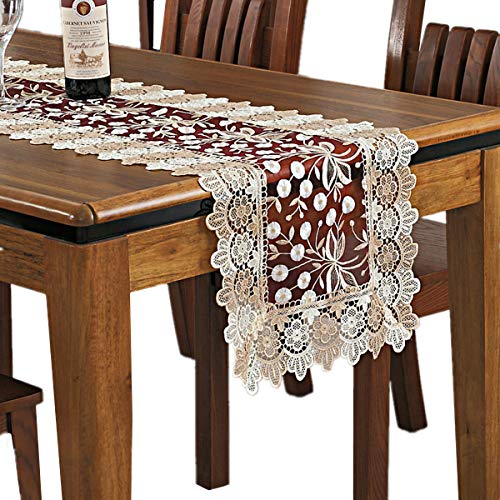 Floral Lace Table Runner, Red, 16 x 35 Inches