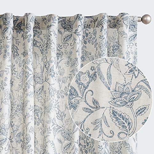 Floral Linen Curtains for Living Room