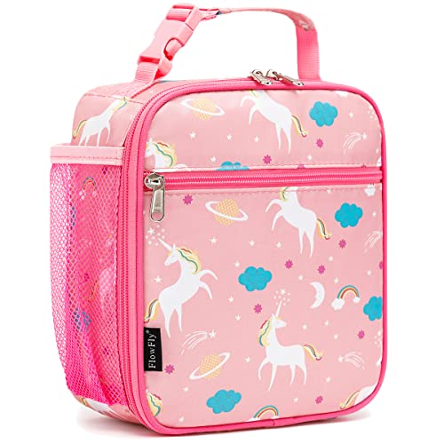 FlowFly Kids Lunch Box Insulated Bag for Girls, Boys, Unicorn