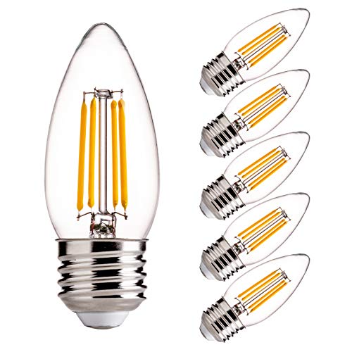 FLSNT Dimmable LED Candelabra Bulbs 60W Equivalent, 2700K Soft White, 6 Pack