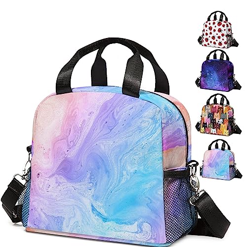  cuesr Tie Dye Lunch Box Kids Girls Boys Insulated Cooler Thermal  Cute Lunch Bag Tote for School: Home & Kitchen