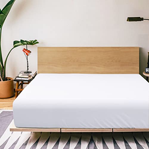 FLXXIE Twin Extra-Long Microfiber Fitted Bed Sheet - White