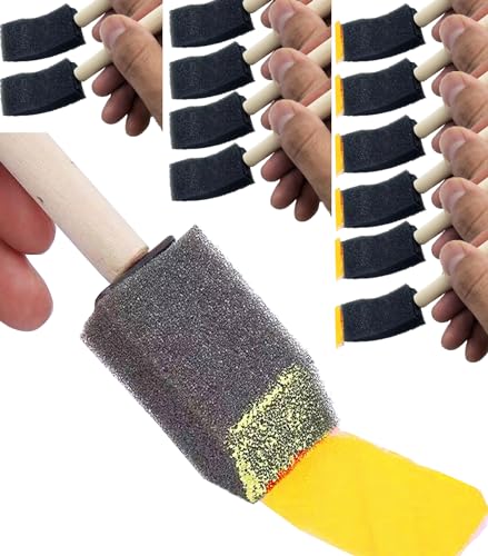 Foam Paint Brushes - 12pcs, 1 inch Black