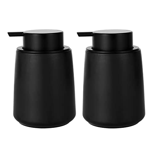 Black Ceramic Foam Soap Dispensers for Bathroom and Kitchen, 2 Pack