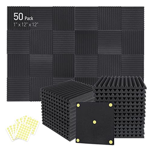 Focusound 50 Pack Acoustic Foam Panels with Adhesive