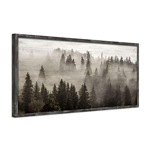 Foggy Forest Wooden Wall Art: Landscape Mountain Artwork Prints