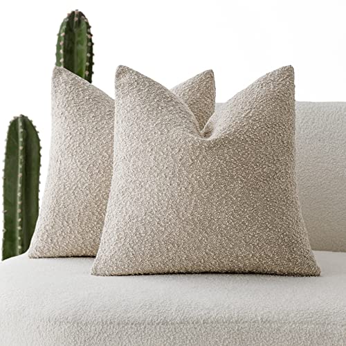 Foindtower 18x18 Inch Textured Boucle Throw Pillow Covers