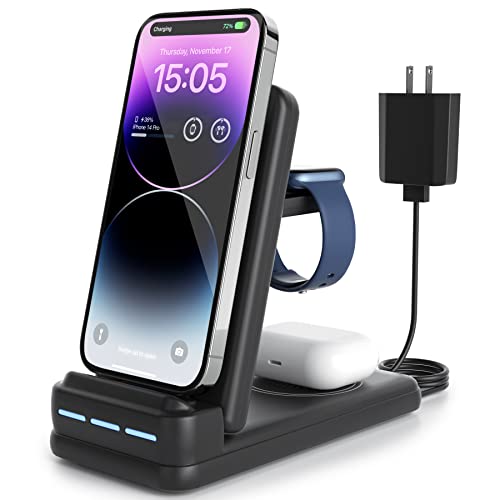 Foldable 3 in 1 Wireless Charger for iPhone, Apple Watch, AirPods