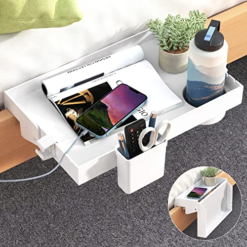 Foldable Bedside Shelf for Bed with Cup and Cord Holder