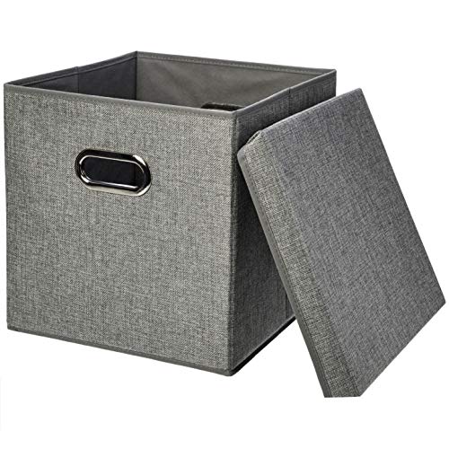 Foldable Burlap Cloth Cube Storage Bin