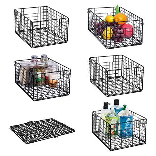 Foldable Cabinet Wall Mount Metal Wire Basket Organizer