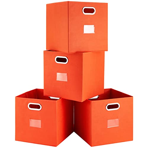 Foldable Cube Storage Bins - Set of 4 Fabric Storage Boxes