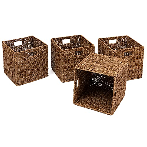 Foldable Storage Basket, Brown, 4 Pack
