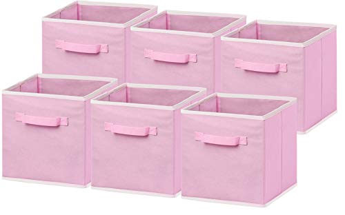 Foldable Storage Cube Bins - 6 Pack Pink Organizer