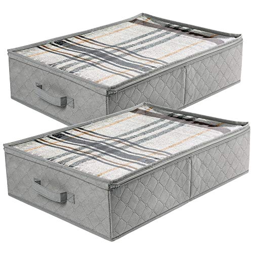 LotFancy Underbed Storage Bags, Grey, 24"x16"x6", 2 Pack
