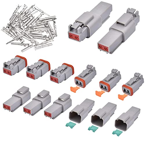 FOLIV Wire Connector Plug 8 Sets - Waterproof Sealed Auto Gray Male and Female Terminal Connectors