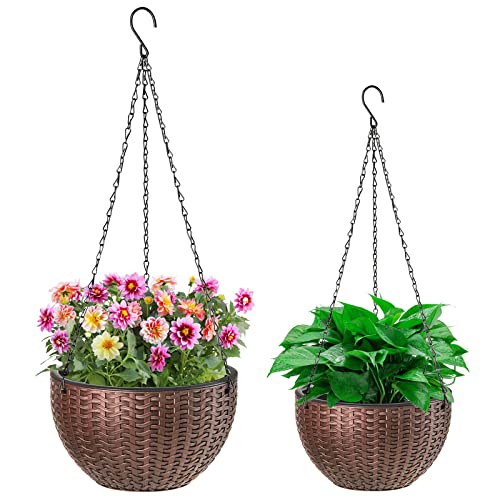 Foraineam 2-Pack Dual-pots Design Hanging Basket Planters
