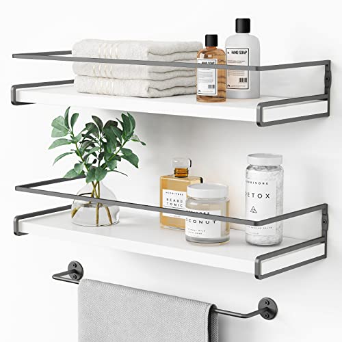 Forbena White Floating Shelves for Bathroom Organizer Over Toilet