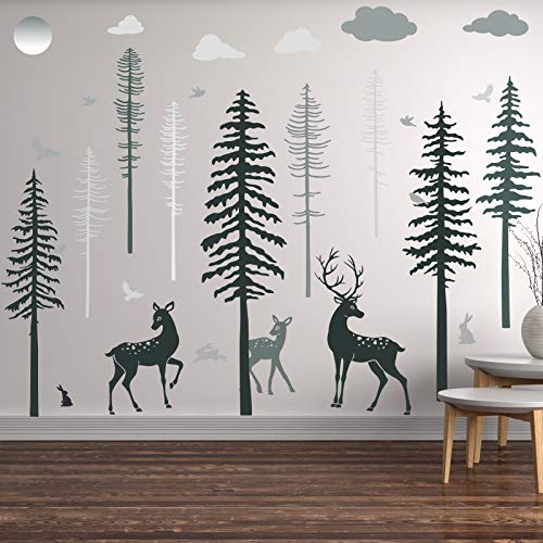 Forest Deer Pine Trees Wall Decal