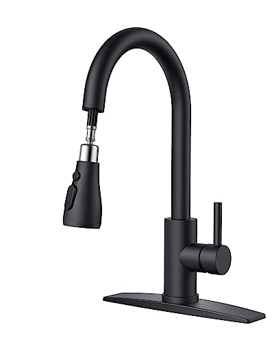 FORIOUS Black Kitchen Faucets with Pull Down Sprayer