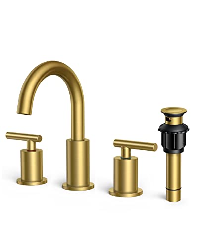 FORIOUS Gold Bathroom Faucet 3 Hole