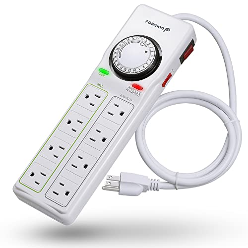 Fosmon 8-Outlet Surge Protector Power Strip with Timer