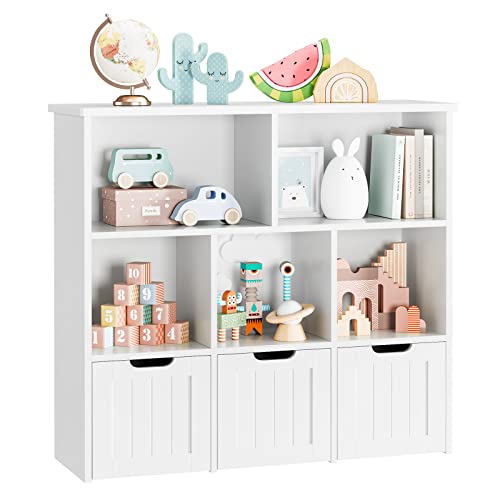 FOTOSOK 3-Drawer Floor Storage Cabinet for Nursery, Playroom & Bedroom