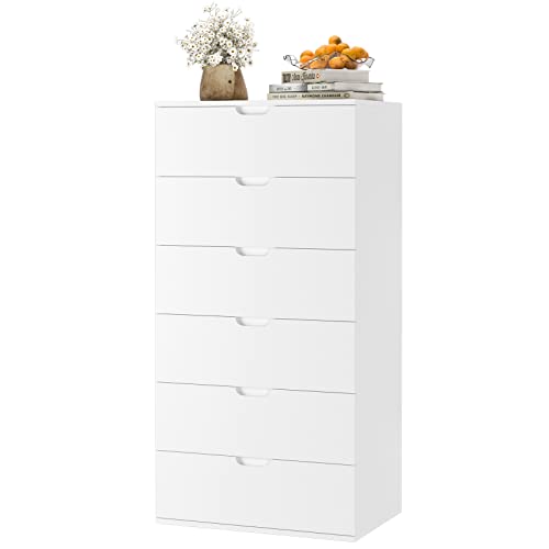 FOTOSOK White Dresser with 6 Drawers