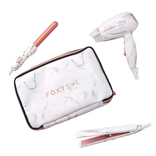 White Marble & Rose Gold Mini Hair Dryer by FoxyBae