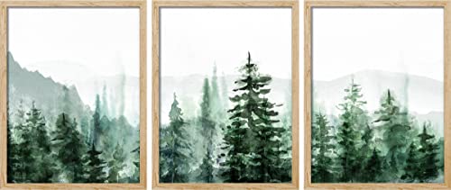 Framed Mountain Forest Wall Art