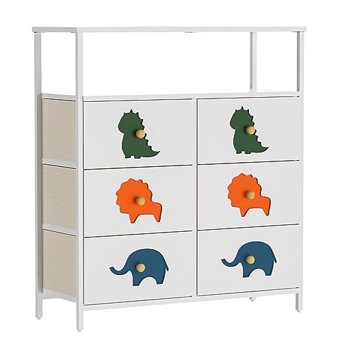 FRAPOW 6-Drawer Kid Dresser with Shelves