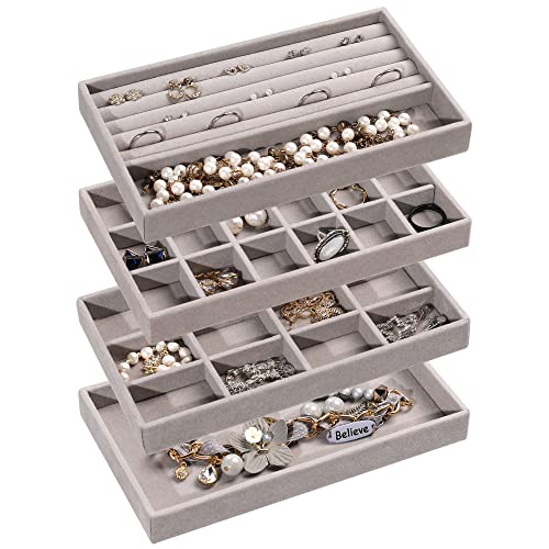 ProCase Jewelry Organizer Tray Drawer Inserts Valentine's Day Gifts, Stackable Jewelry Drawer Dividers Container Necklace Display Trays Storage Box