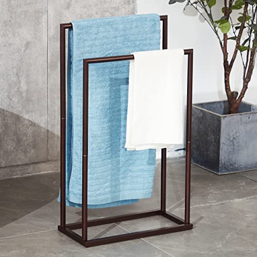 2 Tier Oil Rubbed Bronze Towel Rack for Bathroom and Poolside by DECLUTTR