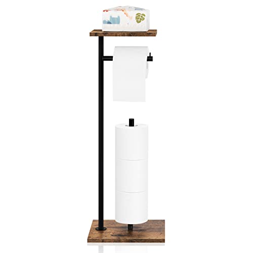 Freestanding Toilet Paper Holder Stand with Shelf