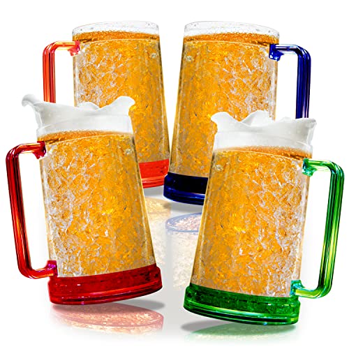 Freezer Beer Mugs with Handles - Set Of 4