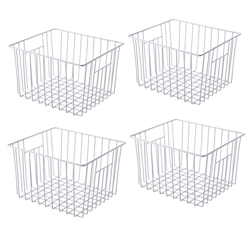 Freezer Storage Baskets - Pearl White (4Pack, 11in x 10in x 5.5in)